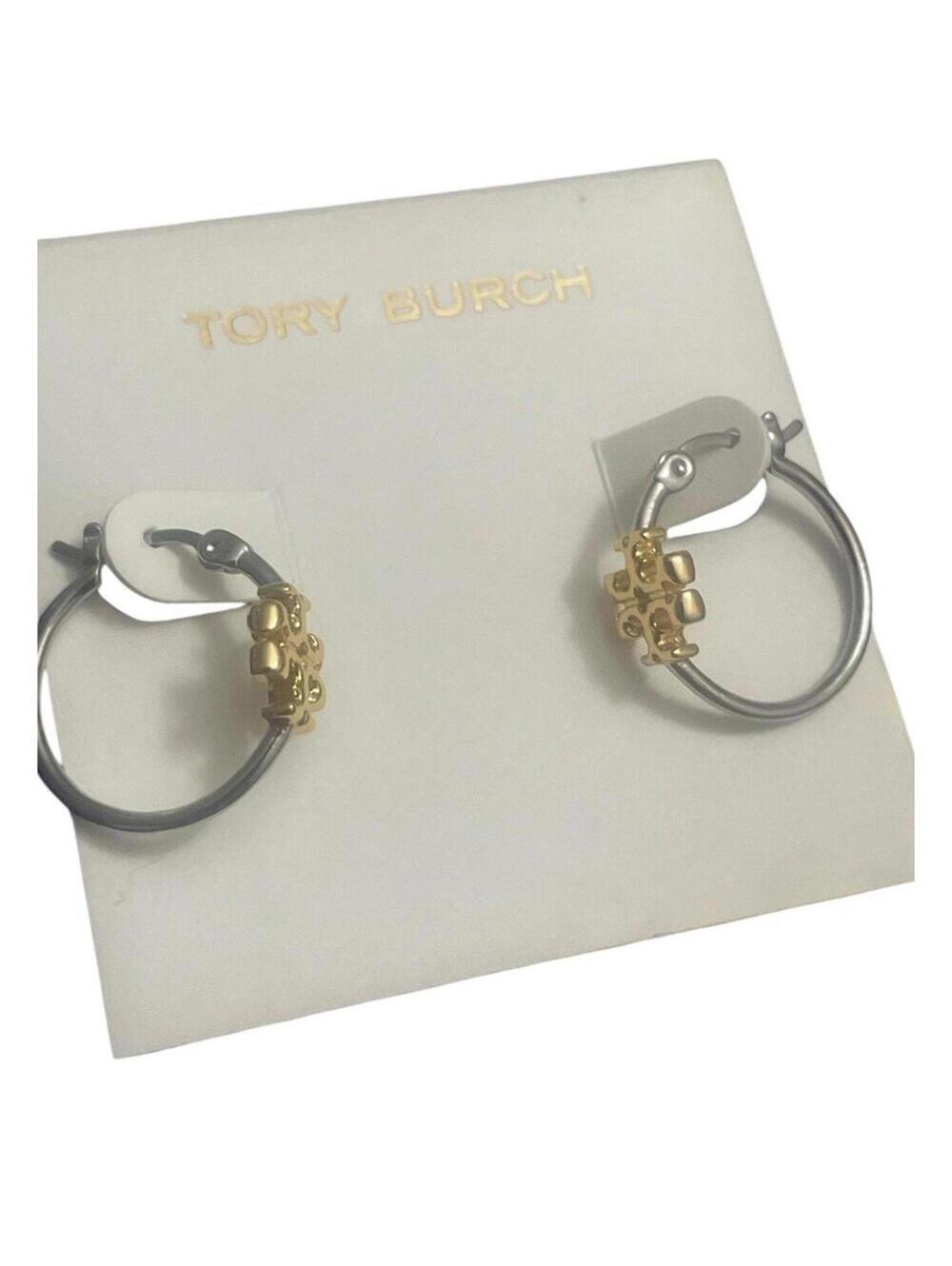 Tory Burch Gold and Silver Hoop Earrings
